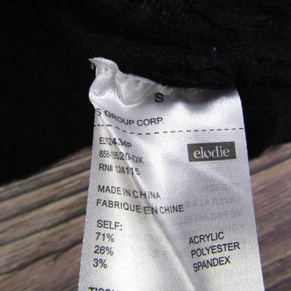Elodie NEW Small Black Crewneck Sweater Knit Ribbed Comfy Winter Soft - Picture 7 of 8